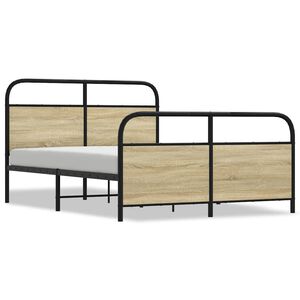 vidaXL Metallbett ohne Matratze Sonoma-Eiche 137x190 cm