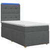 vidaXL LED Boxspringbett mit Matratze Dunkelgrau 90 x 190 cm Stoff
