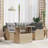 vidaXL Outdoortisch-Set mit Kissen 5 pcs Beige Poly Rattan