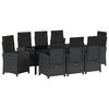 vidaXL Garten Essgruppe mit Kissen 9 pcs Schwarz Poly-Rattan