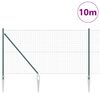 vidaXL Zaun mit Pfosten Gr&uuml;n 1 x 10 m Stahl und PVC