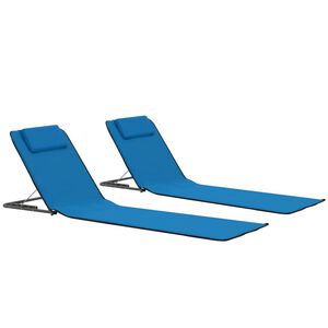 vidaXL Klappbare Strandmatte 2 Stk. Stahl und Stoff Blau
