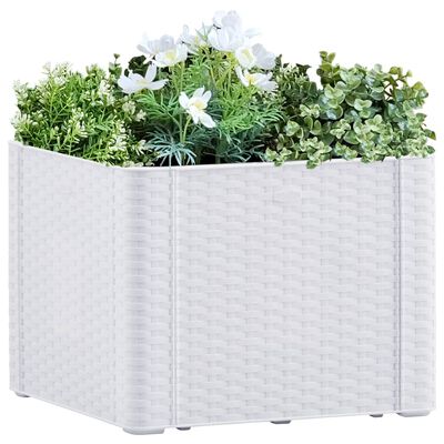 vidaXL Garten-Hochbeet mit Selbstbewässerungssystem Weiß 43x43x33 cm