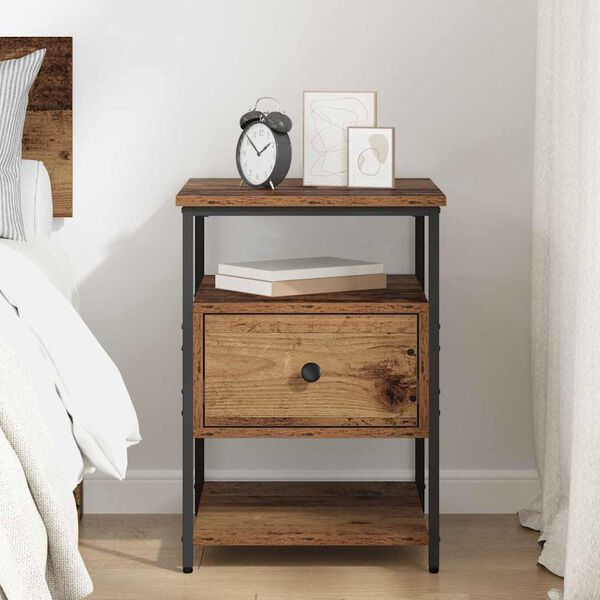 vidaXL Nachttisch mit Schubladen Altholz 40 x 42 x 56 cm Holzwerkstoff