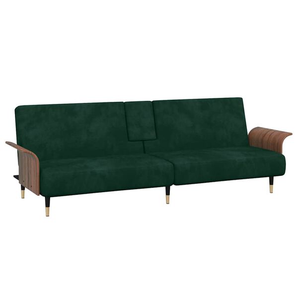 vidaXL Schlafsofa mit Getr&auml;nkehaltern Dunkelgr&uuml;n Samt