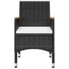 vidaXL 3-tlg. Bistro-Set Poly Rattan und Hartglas Schwarz