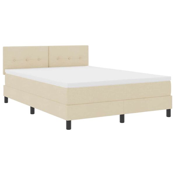 vidaXL Boxspringbett mit Matratze Creme 140 x 190 cm Stoff