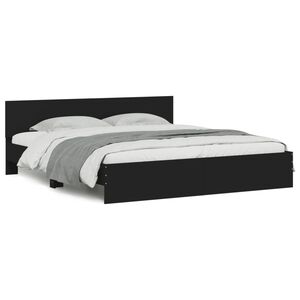 vidaXL Bettgestell mit Kopfteil Schwarz 180x200 cm