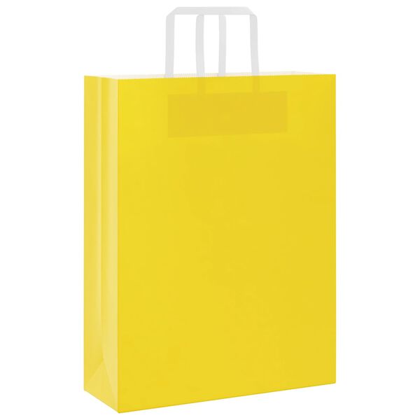 vidaXL Papiertragetaschen 50 Stk. mit Henkeln Gelb 32x12x42 cm