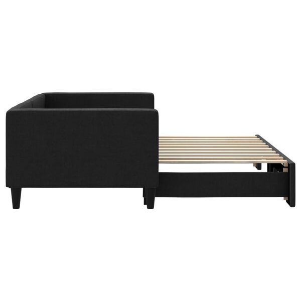 vidaXL Tagesbett Ausziehbar Schwarz 90x190 cm Stoff