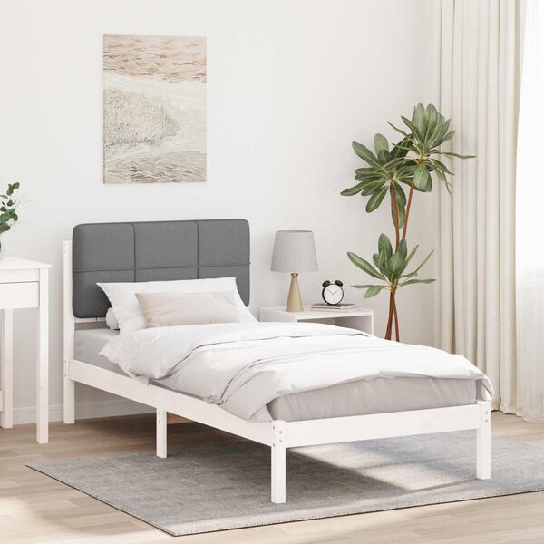 vidaXL Bettgestell mit gepolstertem Kopfteil Hellgrau 75 x 190 cm