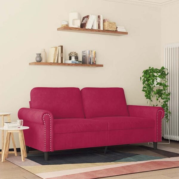 vidaXL 2-Sitzer-Sofa Weinrot 140 cm Samt