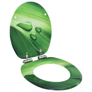 vidaXL Toilettensitz Soft-Close-Deckel MDF Gr&uuml;n Wassertropfen-Design