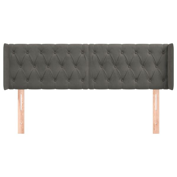 vidaXL Kopfteil mit Ohren Dunkelgrau 163x16x78/88 cm Samt