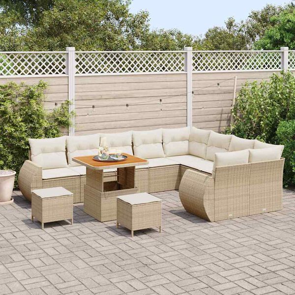 vidaXL Gartensofa-set 12 pcs Beige Poly-Rattan
