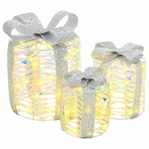 vidaXL Geschenkbox Dekoration 3 pcs Warmwei&szlig; 20 x 20 x 20 cm PET