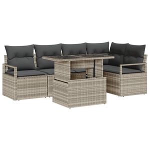 vidaXL Gartensofa-set 6 stk. 5-Sitzer Hellgrau Poly-Rattan