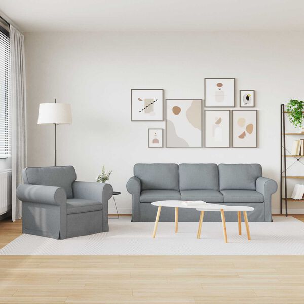 vidaXL Sofa 2 pcs Hellgrau