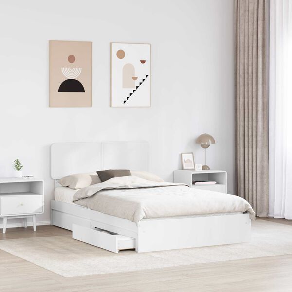 vidaXL Aufbewahrungsbett mit Kopfteil Wei&szlig; 120 x 190 cm Holzwerkstoff