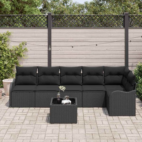 vidaXL Gartensofa-set 7 pcs Schwarz Poly-Rattan