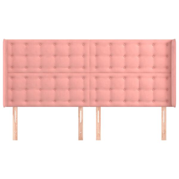 vidaXL Kopfteil mit Ohren Rosa 163x16x118/128 cm Samt