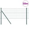 vidaXL Zaun mit Pfosten Gr&uuml;n 0,6 x 50 m Stahl und PVC