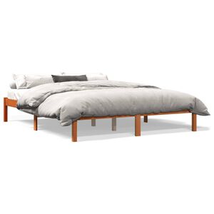vidaXL Massivholzbett ohne Matratze Wachsbraun 150x200 cm Kiefernholz