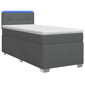 vidaXL Boxspringbett mit Matratze und LED Dunkelgrau Einzeln Stoff