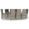 vidaXL 9-tlg. Garten-Essgruppe mit Kissen Grau Poly Rattan