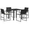 vidaXL Garten Essgruppe mit Kissen 5 pcs Schwarz und Creme Poly-Rattan