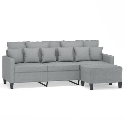 vidaXL 3-Sitzer-Sofa mit Hocker Hellgrau 180 cm Stoff