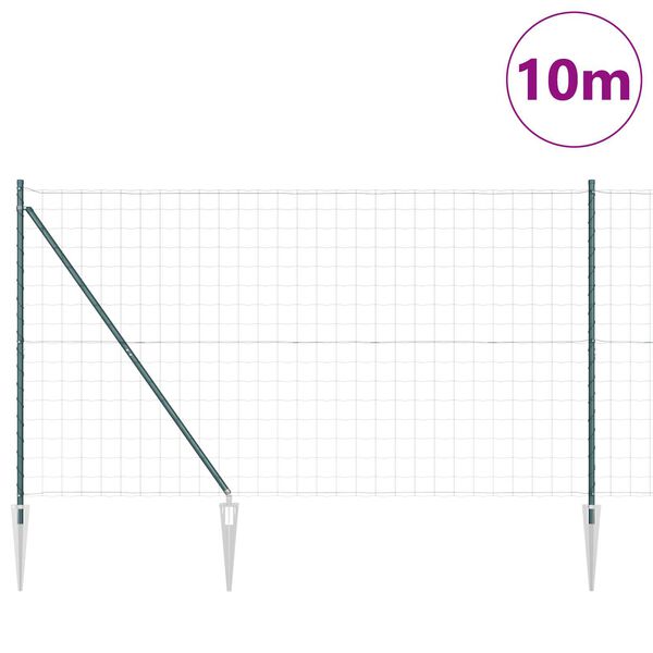vidaXL Zaun mit Pfosten Gr&uuml;n 1,5 x 10 m Stahl