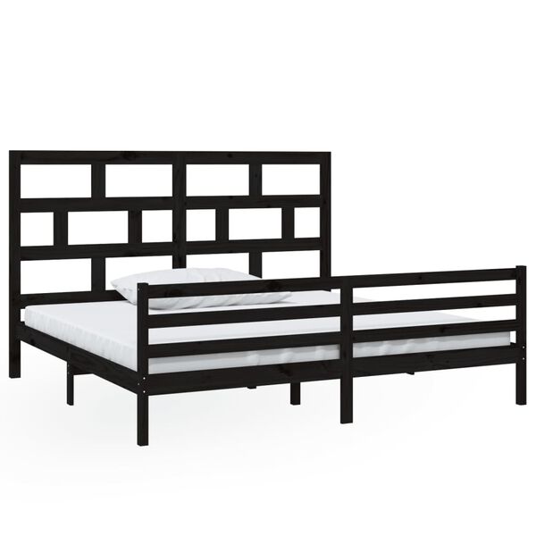 vidaXL Massivholzbett Schwarz Kiefer 200x200 cm