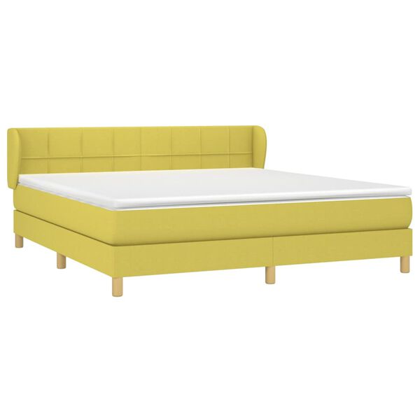 vidaXL Boxspringbett mit Matratze Gr&uuml;n 180x200 cm Stoff