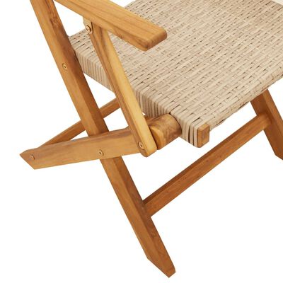 vidaXL Gartenstühle 2 Stk. Beige Massivholz Akazie und Poly Rattan