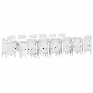 vidaXL Garten Essgruppe 15 pcs Wei&szlig; Polt Rattan