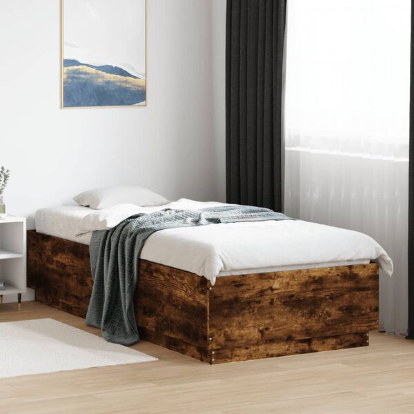 vidaXL Bettgestell mit LED R&auml;uchereiche 90x200 cm Holzwerkstoff