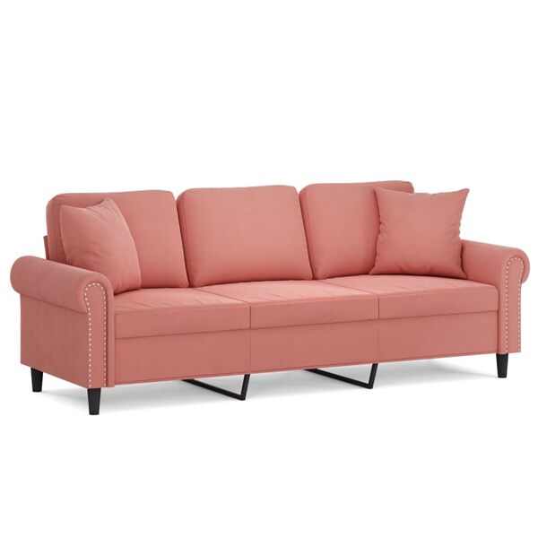 vidaXL 3-Sitzer-Sofa mit Kissen Rosa 180 cm Samt