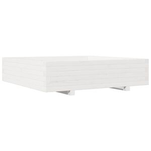 vidaXL Pflanzk&uuml;bel Wei&szlig; 100x100x26,5 cm Massivholz Kiefer