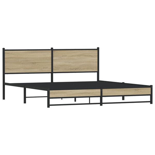 vidaXL Metallbett ohne Matratze Sonoma-Eiche 160x200 cm