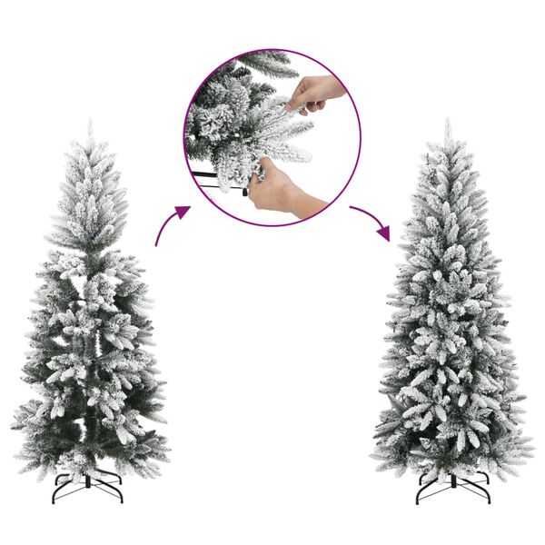vidaXL Künstlicher Weihnachtsbaum Schlank mit Schnee 240 cm PVC & PE