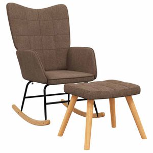 vidaXL Schaukelsessel mit Hocker Braun Stoff