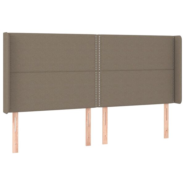 vidaXL LED Kopfteil Taupe 183x16x118/128 cm Stoff