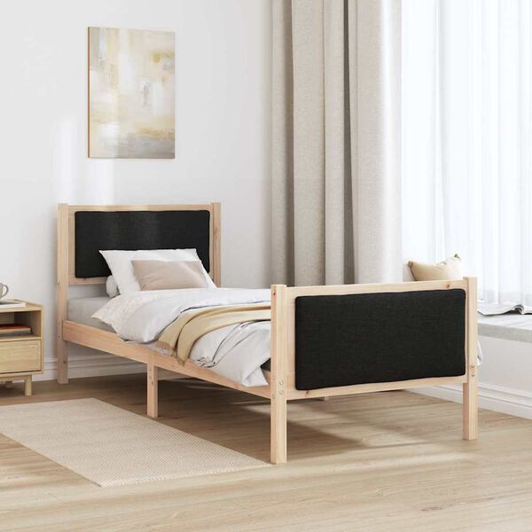 vidaXL Bettrahmen mit Kopfteil Schwarz 75 x 190 cm Stoff