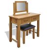 vidaXL Frisiertisch mit Hocker Massivholz Eiche