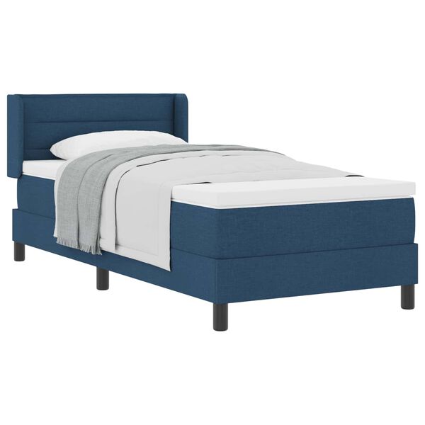 vidaXL Boxspringbett mit Matratze Blau 200 x 90 cm Polyester