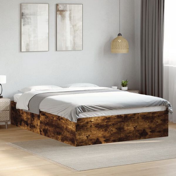 vidaXL Bettgestell R&auml;uchereiche 135x190 cm Holzwerkstoff
