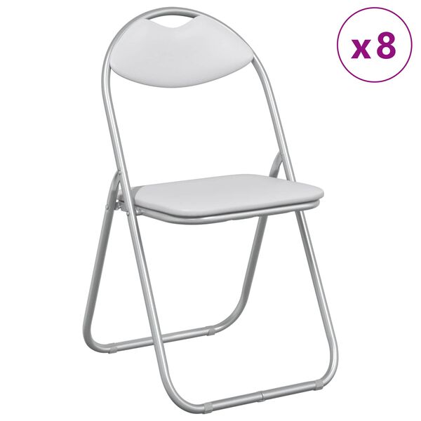 vidaXL Klappstuhl 8 pcs Wei&szlig; und Grau 48 x 43,5 x 81 cm Kunstleder