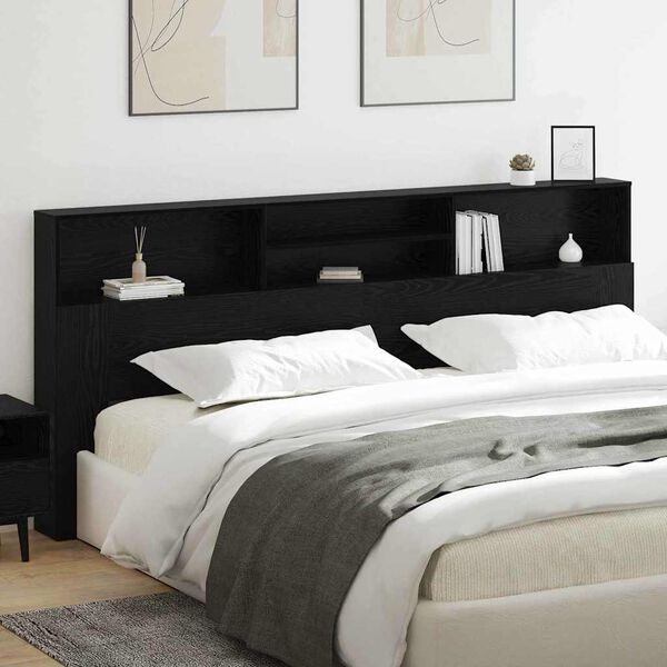vidaXL Kopfteil Schrank Schwarz Eichen-Optik 220 x 19 x 101,5 cm