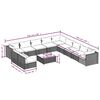 vidaXL 12-tlg. Garten-Lounge-Set mit Kissen Grau Poly Rattan